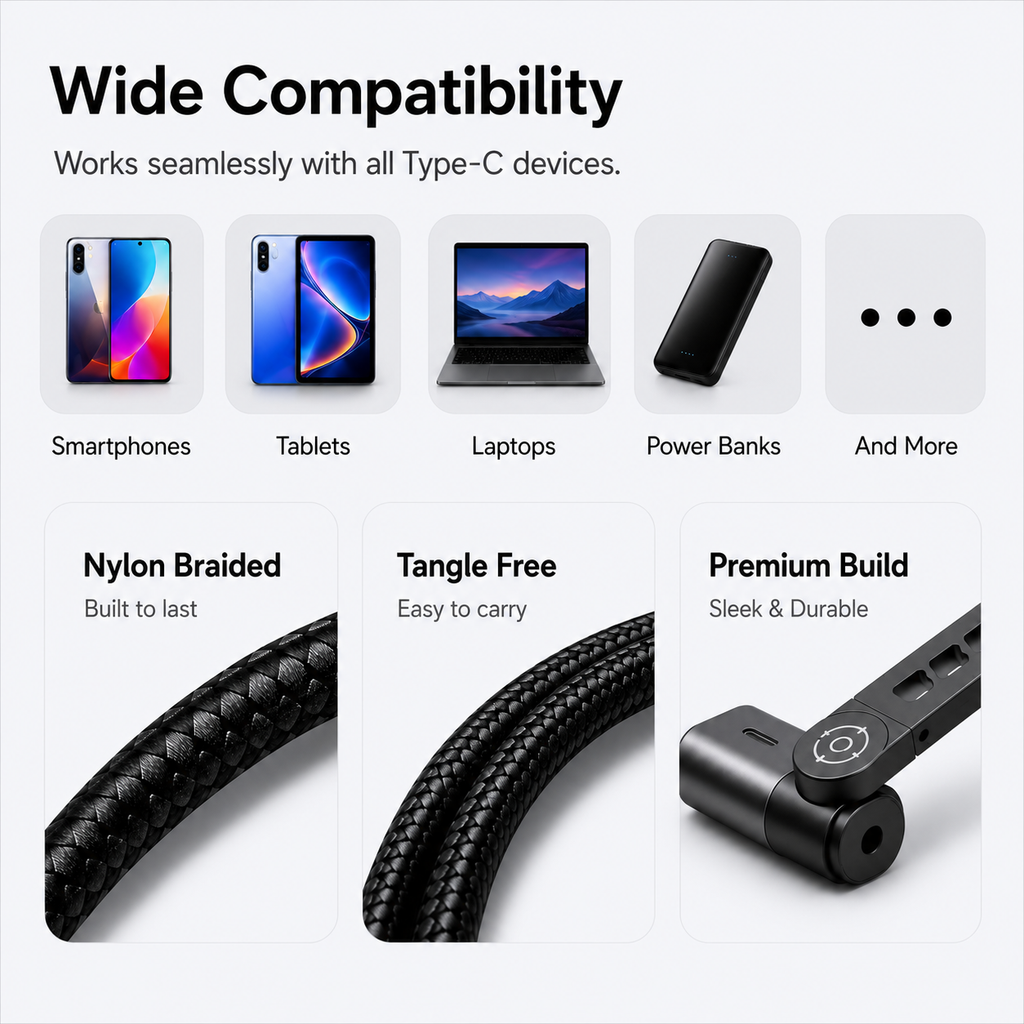 FlexStand 240W Fast Charging Cable